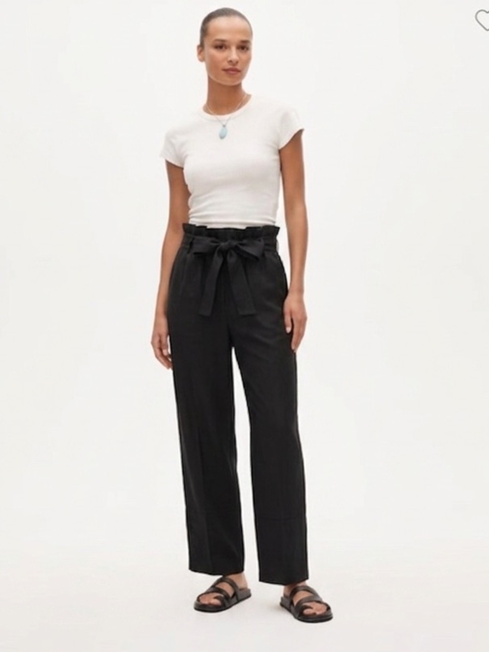 J. Crew Black Drapey paper-bag pant